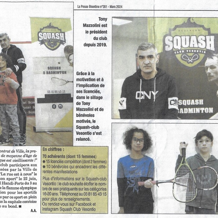 Article Vesontio - Ligue squash BFC