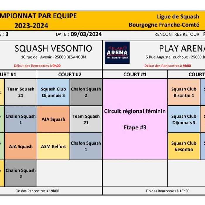 Championnat Equipe BFC 2023 - Ligue squash BFC